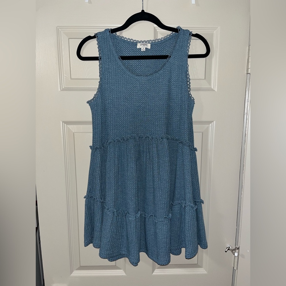 Umgee Textured Blue Knit Top